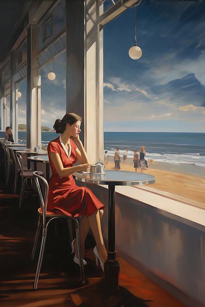 The girl of contemplation style of Edward Hopper by Artwork Shop