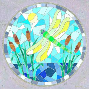 Peinture mosaïque libellule