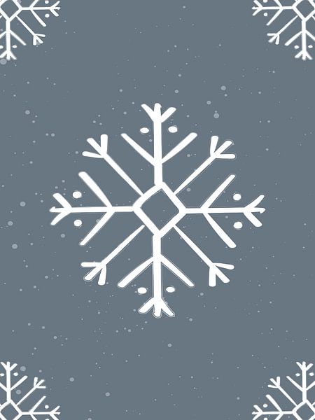 Flocon de neige - Poster et impression de Noël bleu par MDRN HOME