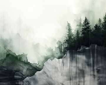 Aquarel Berglandschap Print – Natuurlijke Kunst van Vlindertuin-Art