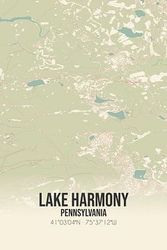 Vintage landkaart van Lake Harmony (Pennsylvania), USA. van MijnStadsPoster
