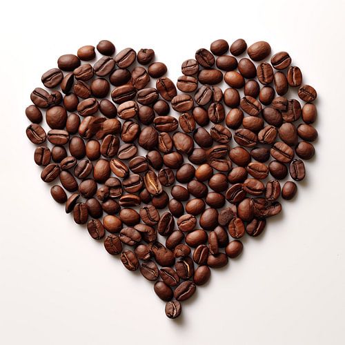 Koffie - een hart van koffiebonen