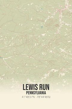 Vintage landkaart van Lewis Run (Pennsylvania), USA. van Rezona