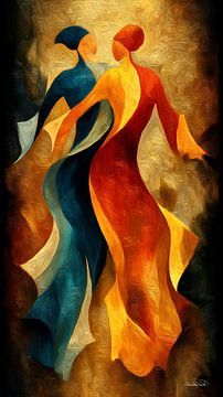 abstract dansende vrouwen van Gelissen Artworks