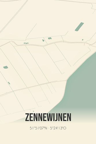 Alte Landkarte von Zennewijnen (Gelderland)