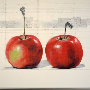 Duo de pommes - Nature morte contemporaine - Art réaliste sur Murti Jung