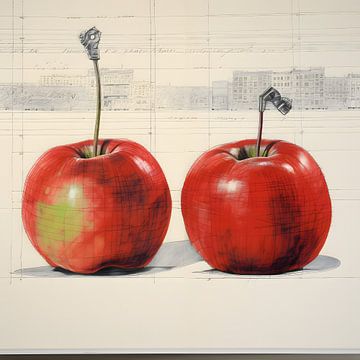 Duo van appels - Eigentijds stilleven - Realisme kunst van Murti Jung