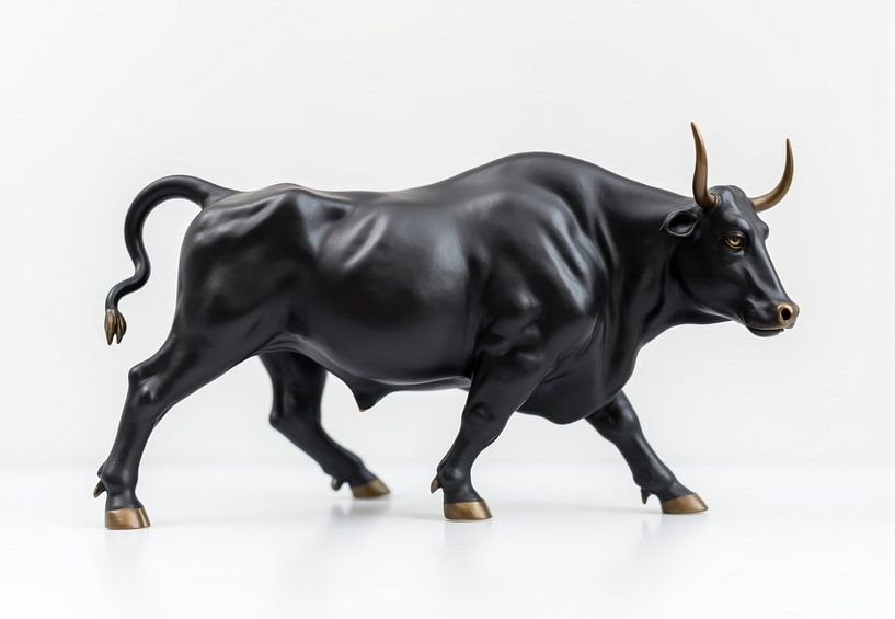 Figurine de taureau foncé sur fond blanc par Markus Gann