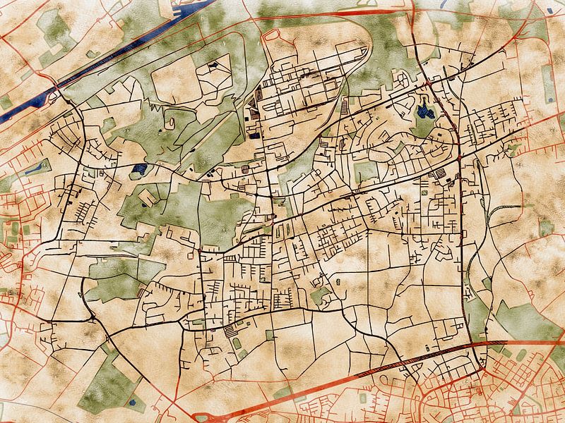 Map of Bergkamen with the style 'Serene Summer' by Maporia