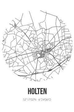 Holten (Overijssel) | Karte | Schwarz und Weiß von Rezona
