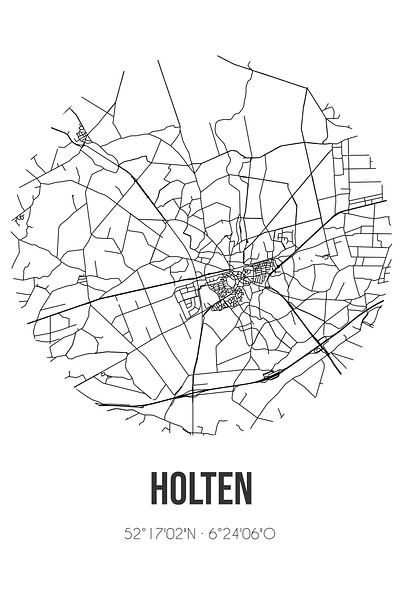Holten (Overijssel) | Map | Black and white by Prints of Place