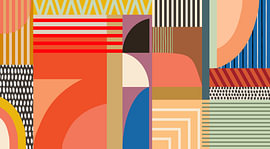 Vibrant Bauhaus geometry by Angel Estevez