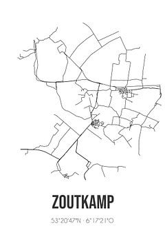 Zoutkamp (Groningen) | Landkaart | Zwart-wit van MijnStadsPoster