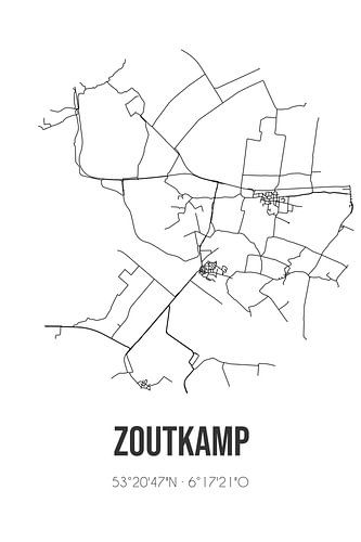 Zoutkamp (Groningen) | Karte | Schwarz und Weiß