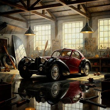 1938 Bugatti 57 C Atlantic dans l'atelier de l'artisan