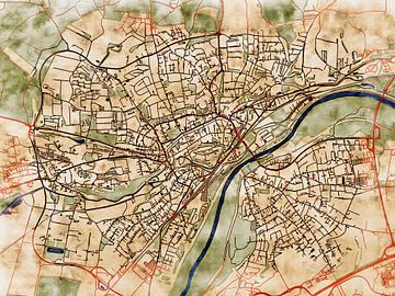 Map of Freising with the style 'Serene Summer' by Maporia