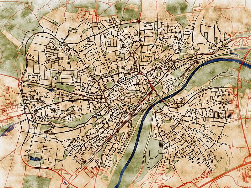 Map of Freising with the style 'Serene Summer' by Maporia
