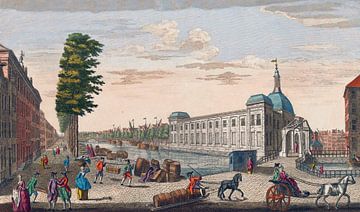 Rotterdam, Gezicht op de Beurs de Zuid- en Noord-Blaak genomen vanaf de Gaapersbrug, 1752