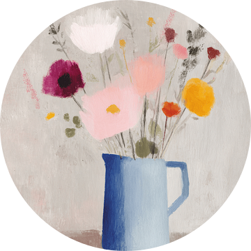 Speels en kleurrijk stilleven met bloemen