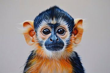 Realistisch schilderij van een schattige aap