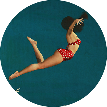 Meisje duikt in de zee met bikini van Jan Keteleer (JanKé): Een reis voorbij het canvas
