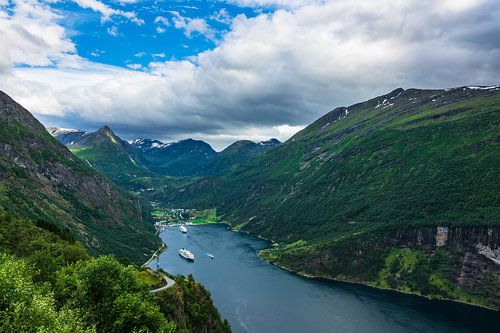 Blick auf den Geirangerfjord in Norwegen