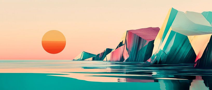 Abstract coastal landscape at sunset by Poster Art Shop