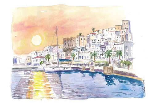 Naxos Romantischer griechischer Sonnenuntergang am Hafen Waterfront