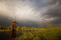 Schlechtes Wetter bei den Windmühlen in Kinderdijk von Halma Fotografie Miniaturansicht