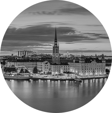 De skyline van Stockholm in zwart-wit