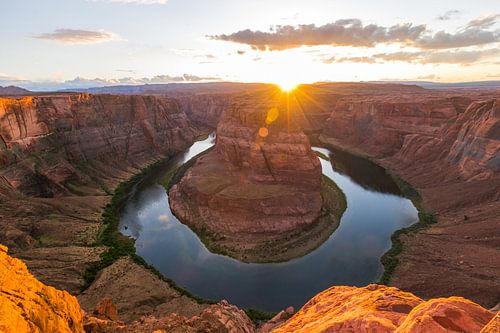 Zonsondergang bij de Horseshoe Bend in Amerika
