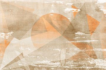 Zonsopgang. Zenlandschap in beige en oranje. van Dina Dankers