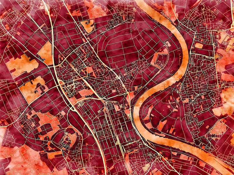 Kaart van Dormagen in de stijl 'Amber Autumn' van Maporia