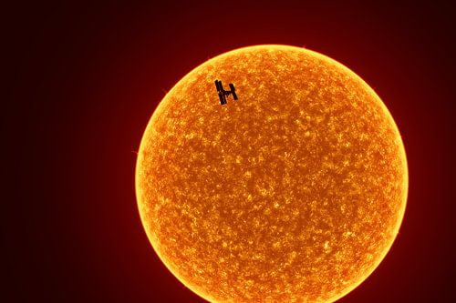 The  sun with International Space Station