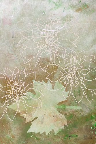 Floral Elements on Abstract 'Grungy' background in warm Autumn tones