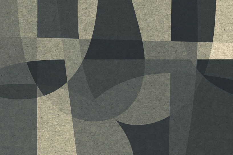 Abstrakte organische Formen und Linien. Geometrische Kunst im Retro-Stil in Grau I von Dina Dankers