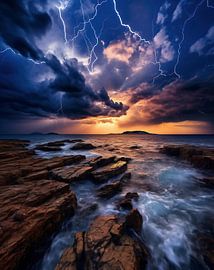 Thunderstorm over the sea