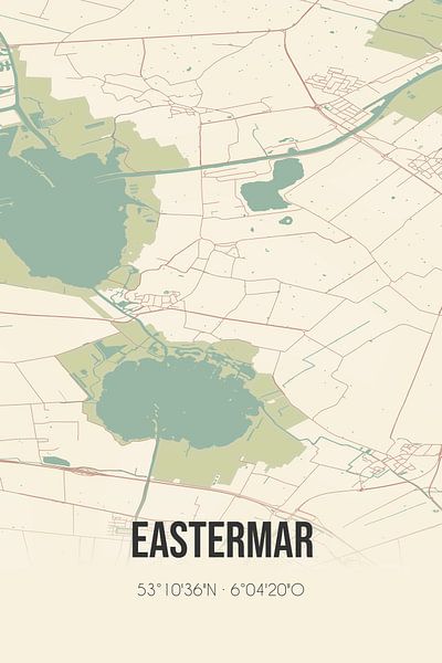 Vintage map of Eastermar (Fryslan) by Prints of Place