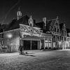 Evening at Edam's Cheese Market (black and white) by Jeroen de Jongh