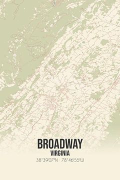 Carte ancienne de Broadway (Virginie), USA. sur Rezona