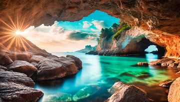 Grotte avec rayons de soleil sur Mustafa Kurnaz