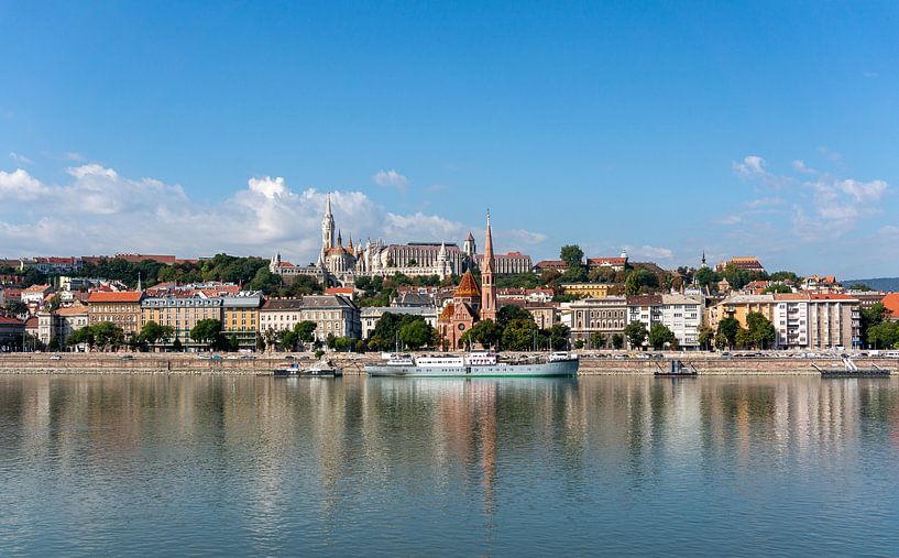 Panorama van Boedapest met de Matthiaskerk van de Tenhemelopneming van de Burcht van Boeda en de Donau van Animaflora PicsStock