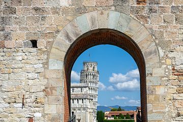 Stadttor mit Blick auf den Schiefen Turm von Pisa von Animaflora PicsStock