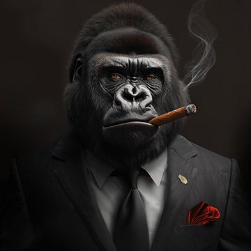 Gorilla met een sigaar van TheXclusive Art