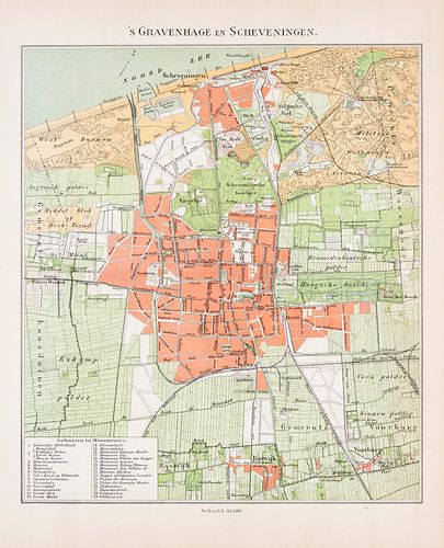 Vintage kaart Den Haag en Scheveningen ca. 1900