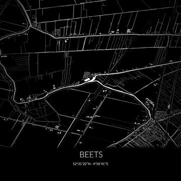 Black-and-white map of Beets, North Holland. by Rezona