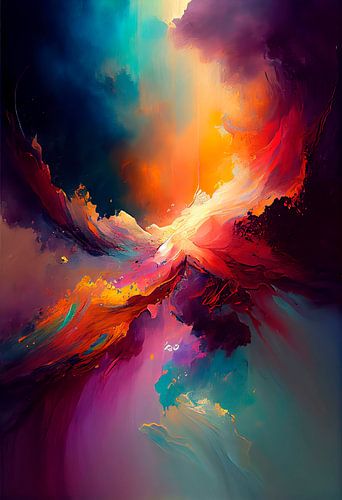 Abstrakte Arbeiten mit bunten organischen Formen