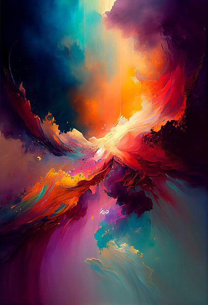 Abstract werk met kleurrijke organische vormen van Maarten Knops