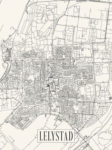 Stadskaart Lelystad - Stad - Lichte variant - Flevoland Plattegrond