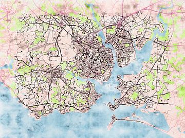 Kaart van Lorient in de stijl 'Soothing Spring' van Maporia